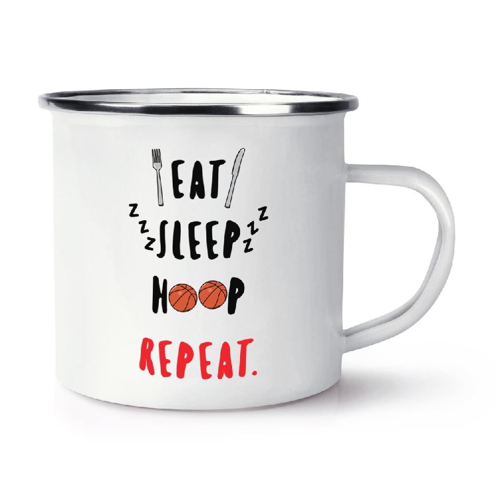 gift base Eat Sleep Hoop Repeat Basketball Retro Enamel Mug Cup
