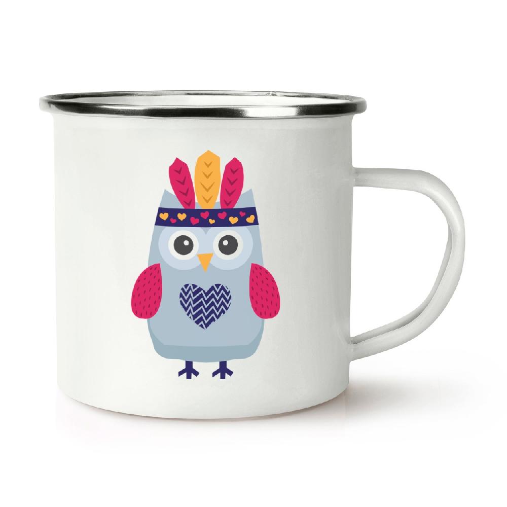 gift base Festival Owl Head Dress Retro Enamel Mug Cup