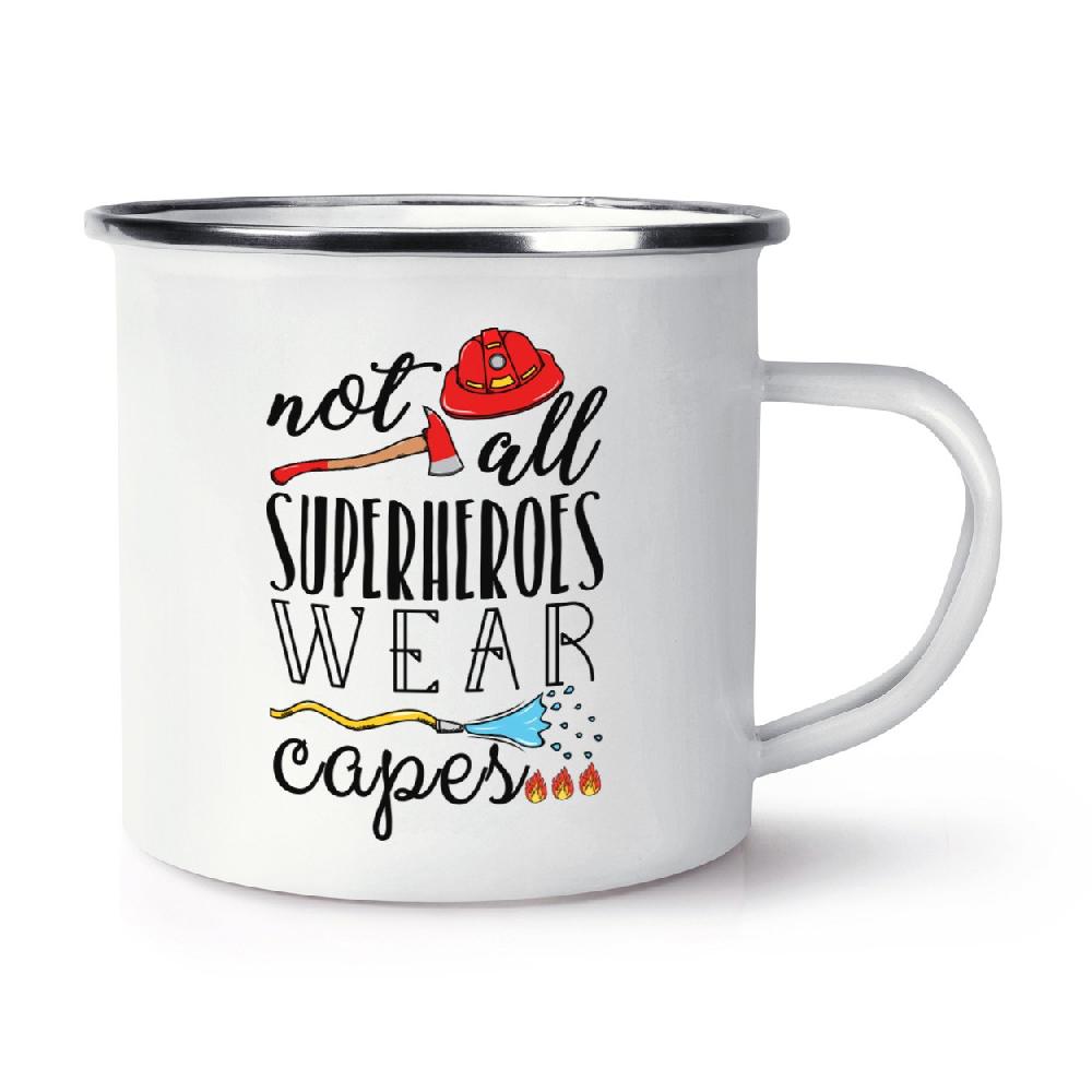 gift base Firefighter Not All Superheroes Wear Capes Retro Enamel Mug Cup