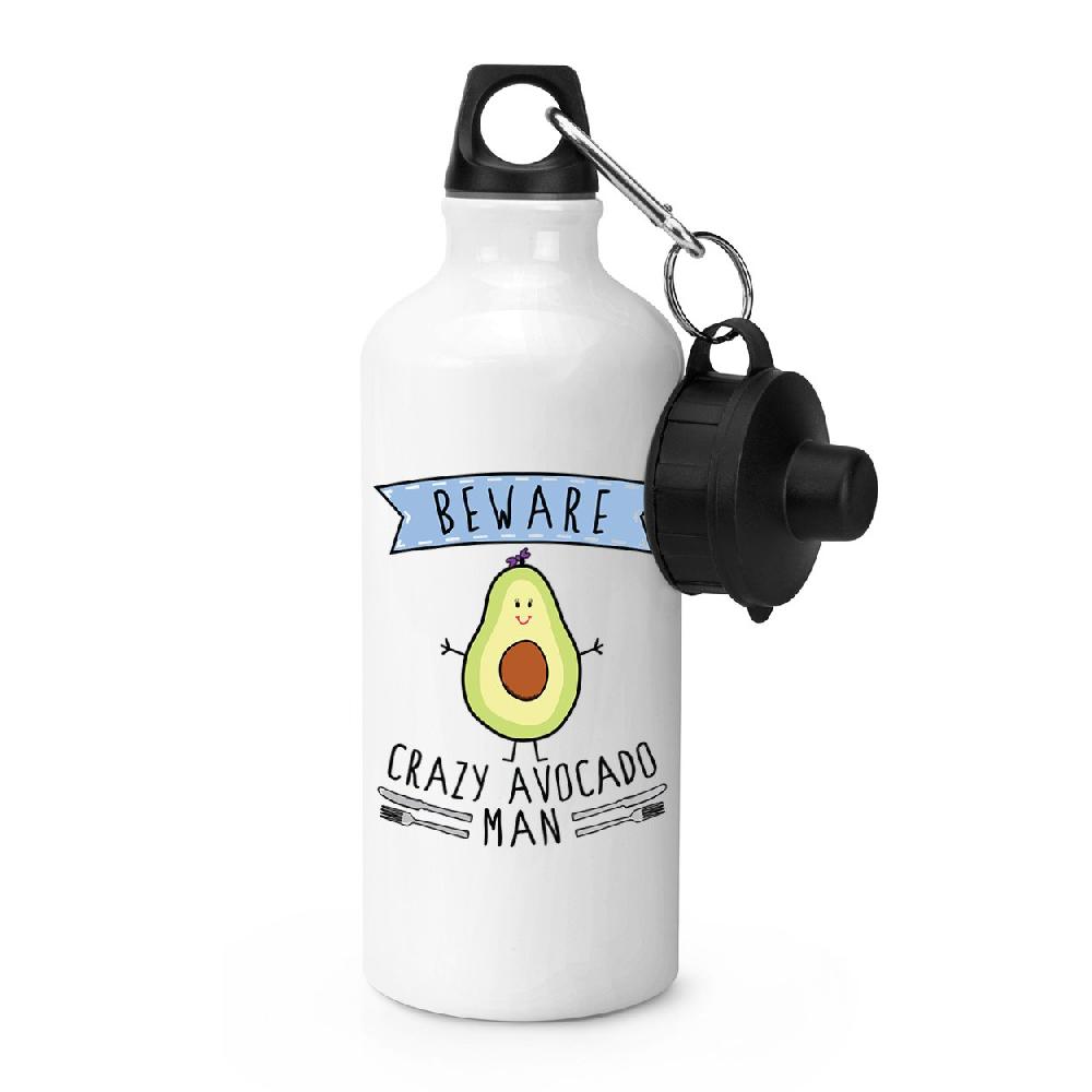 gift base Beware Crazy Avocado Man Sports Bottle