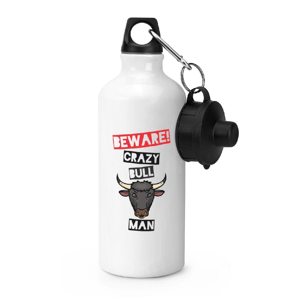 gift base Beware Crazy Bull Man Sports Bottle