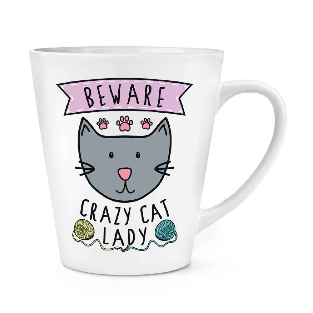 gift base Beware Crazy Cat Lady 12oz Latte Mug Cup