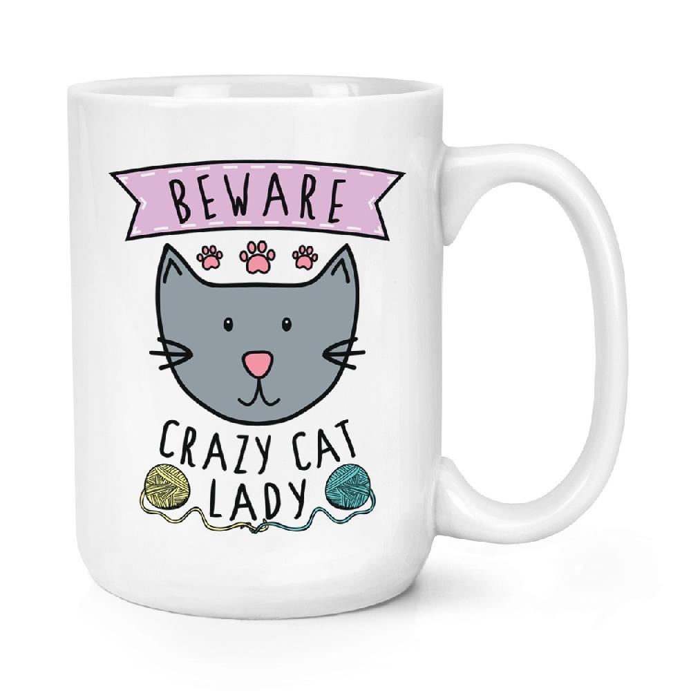 gift base Beware Crazy Cat Lady 15oz Large Mug Cup