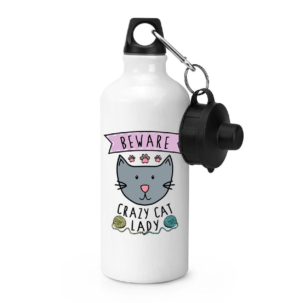 gift base Beware Crazy Cat Lady Sports Bottle