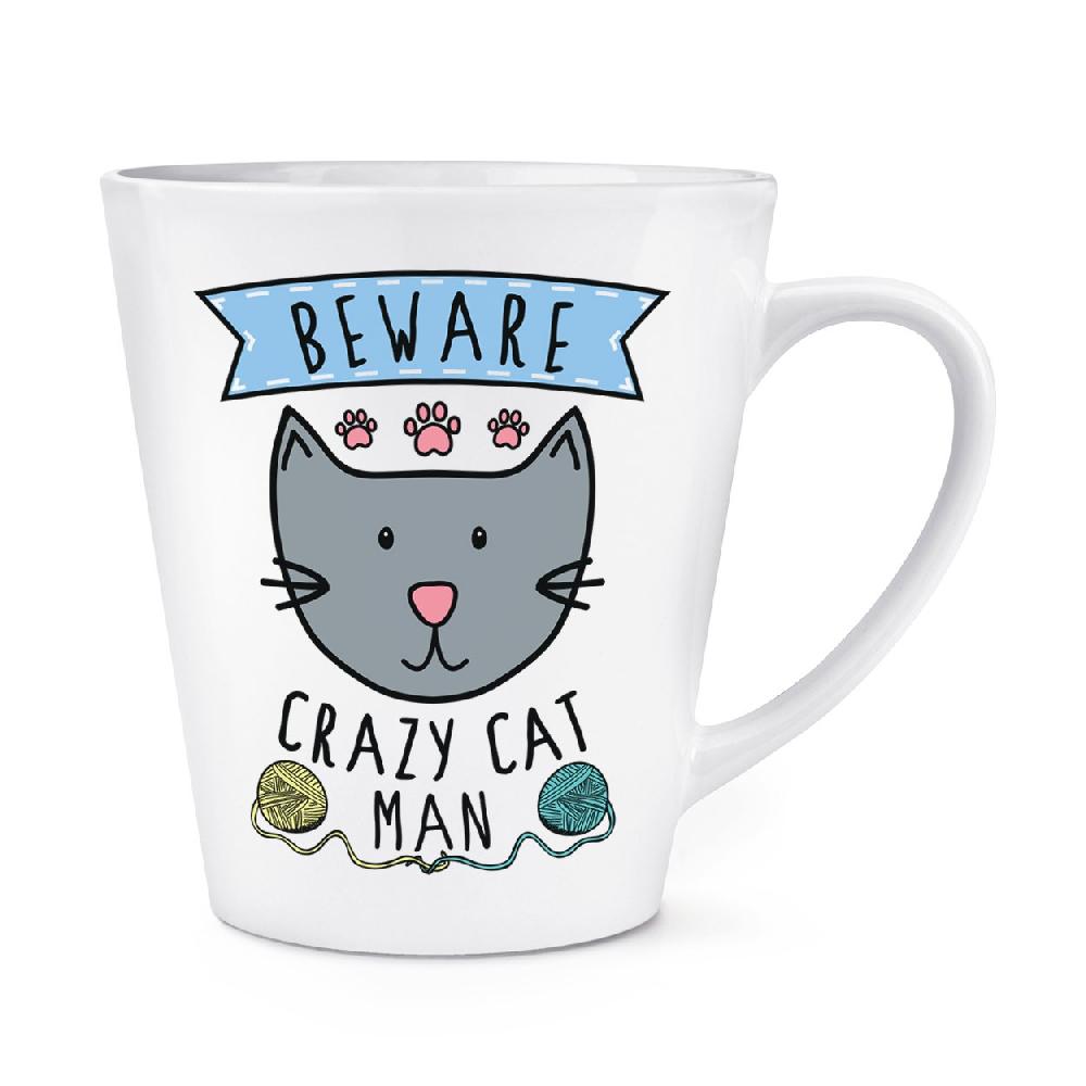 gift base Beware Crazy Cat Man 12oz Latte Mug Cup