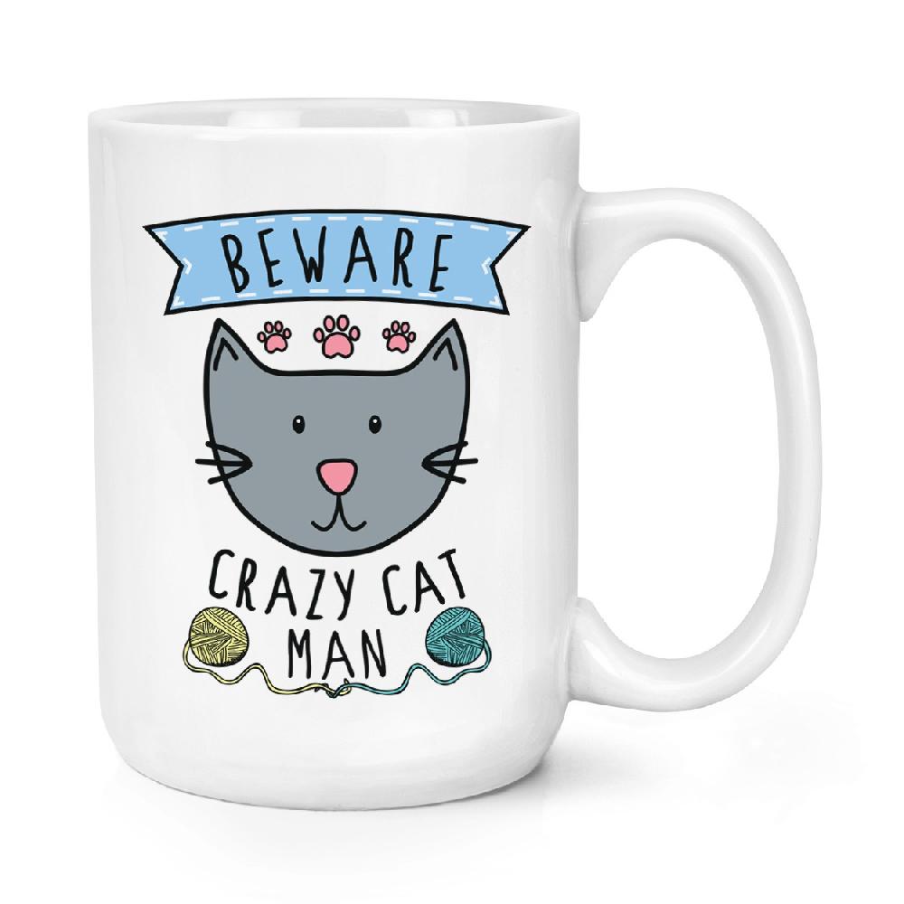 gift base Beware Crazy Cat Man 15oz Large Mug Cup
