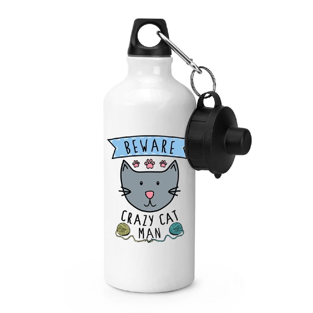 gift base Beware Crazy Cat Man Sports Bottle