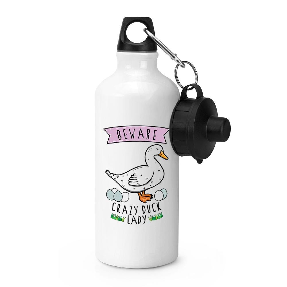 gift base Beware Crazy Duck Lady Sports Bottle