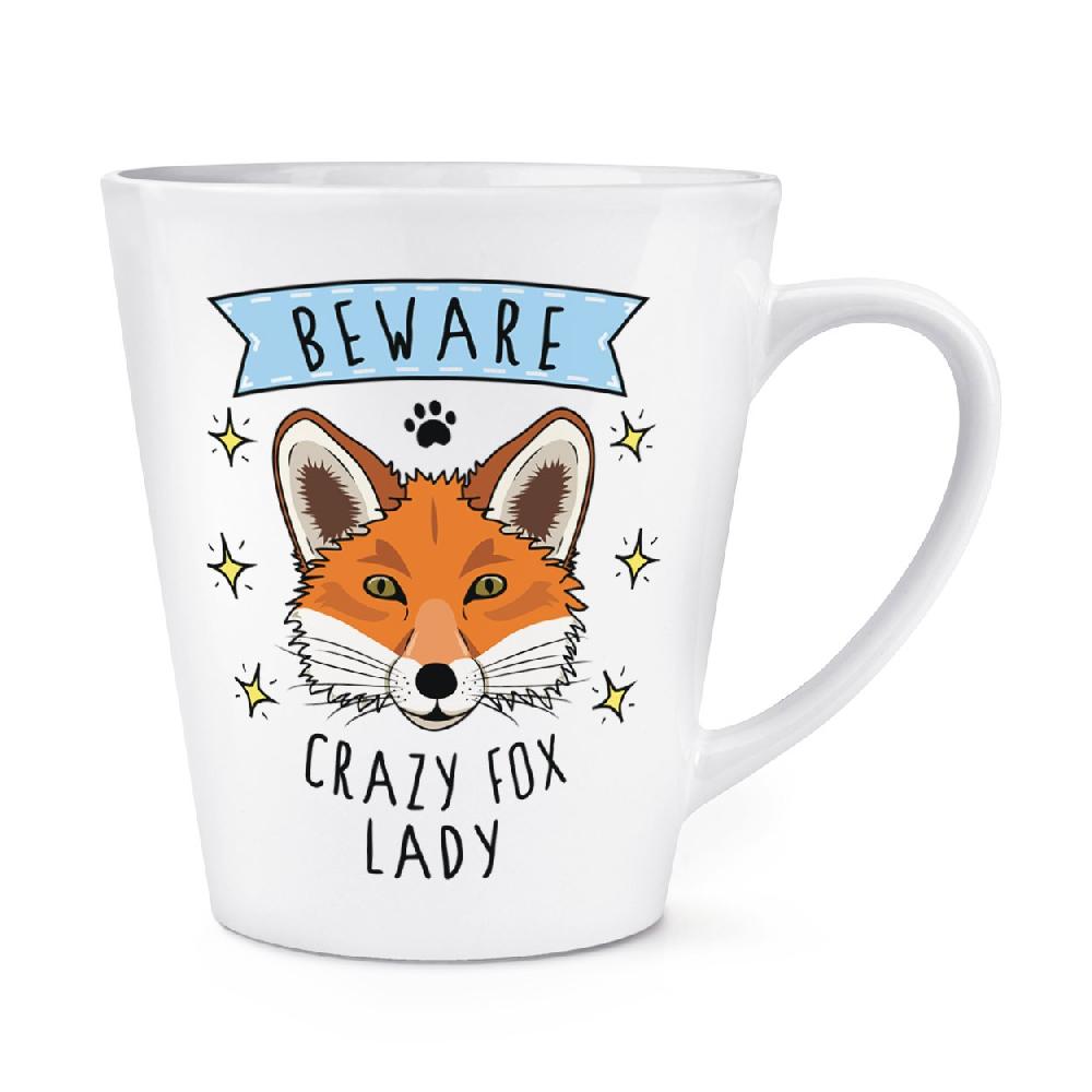 gift base Beware Crazy Fox Lady 12oz Latte Mug Cup