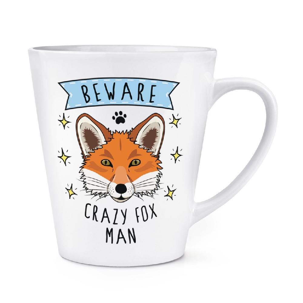 gift base Beware Crazy Fox Man 12oz Latte Mug Cup