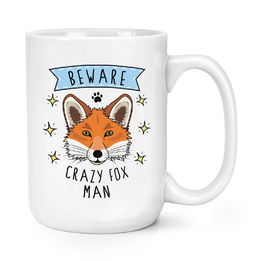 gift base Beware Crazy Fox Man 15oz Large Mug Cup