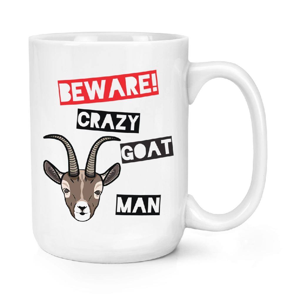 gift base Beware Crazy Goat Man 15oz Large Mug Cup