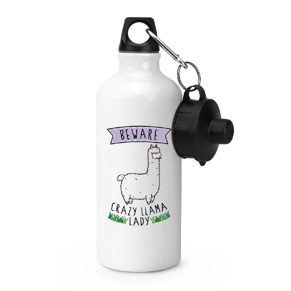 gift base Beware Crazy Llama Lady Sports Bottle