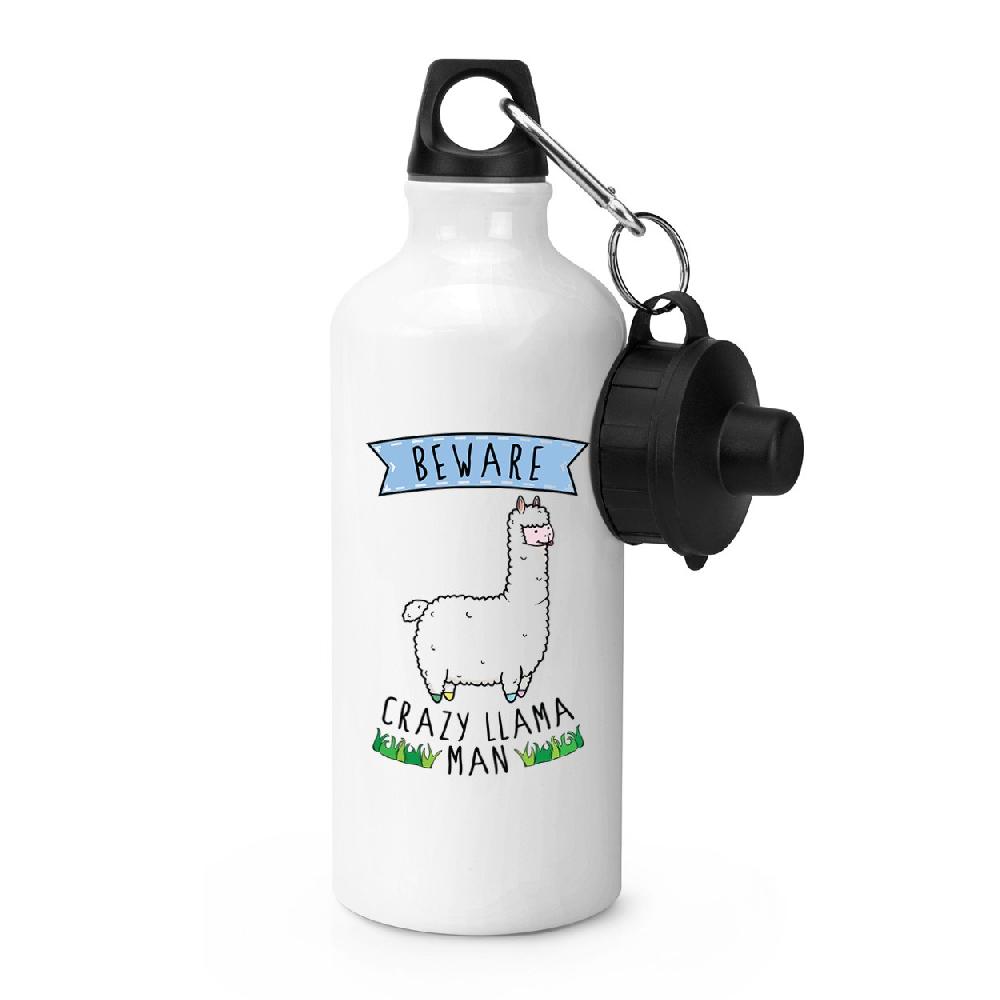 gift base Beware Crazy Llama Man Sports Bottle