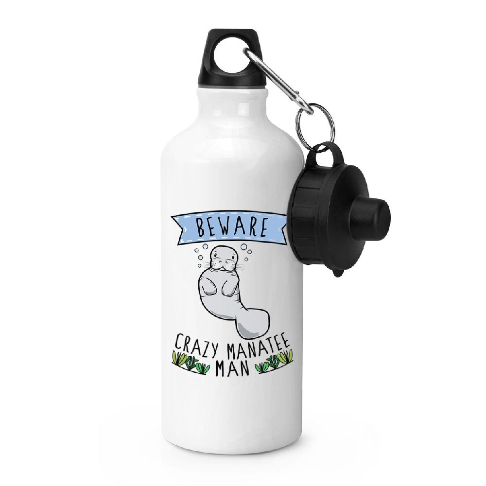 gift base Beware Crazy Manatee Man Sports Bottle