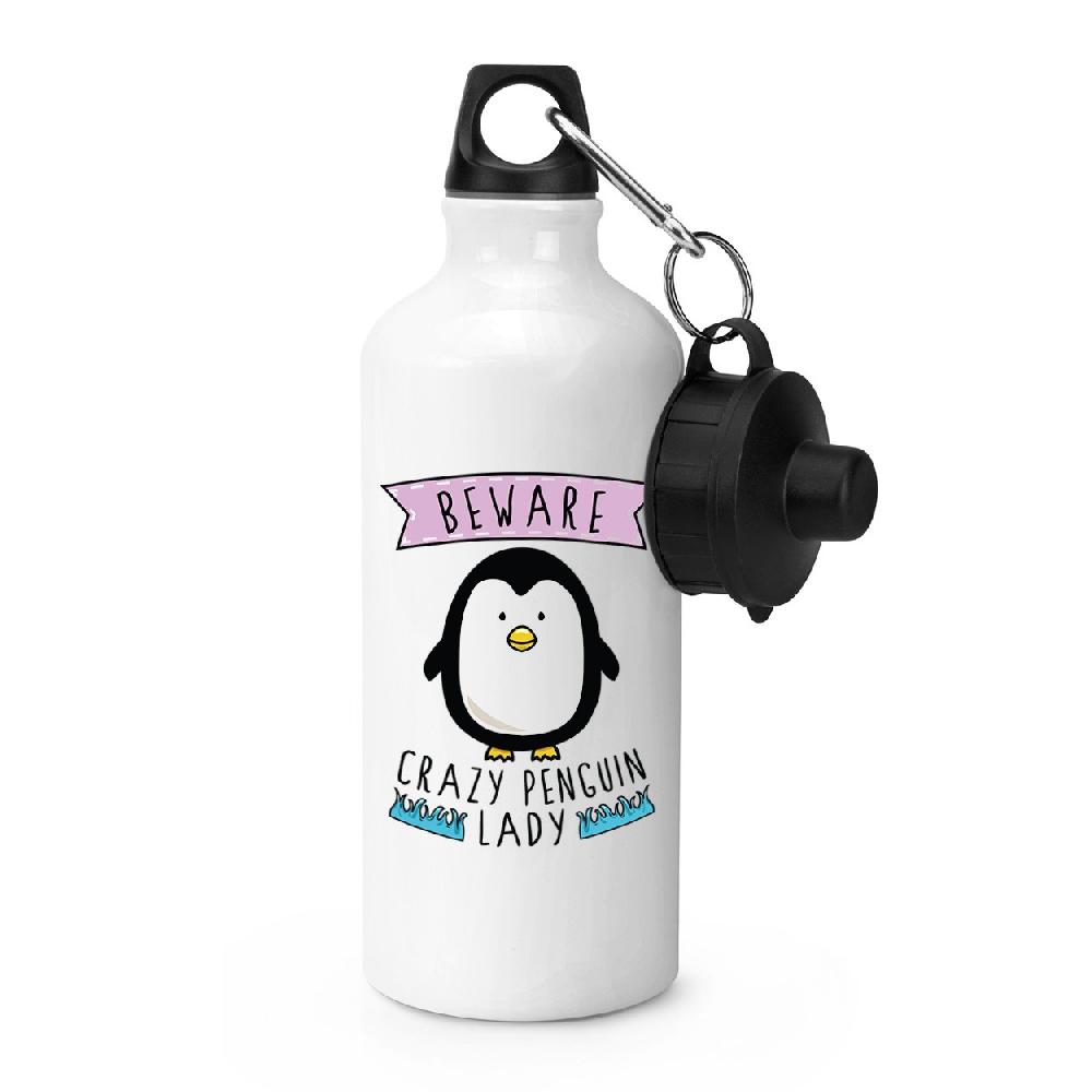gift base Beware Crazy Penguin Lady Sports Bottle