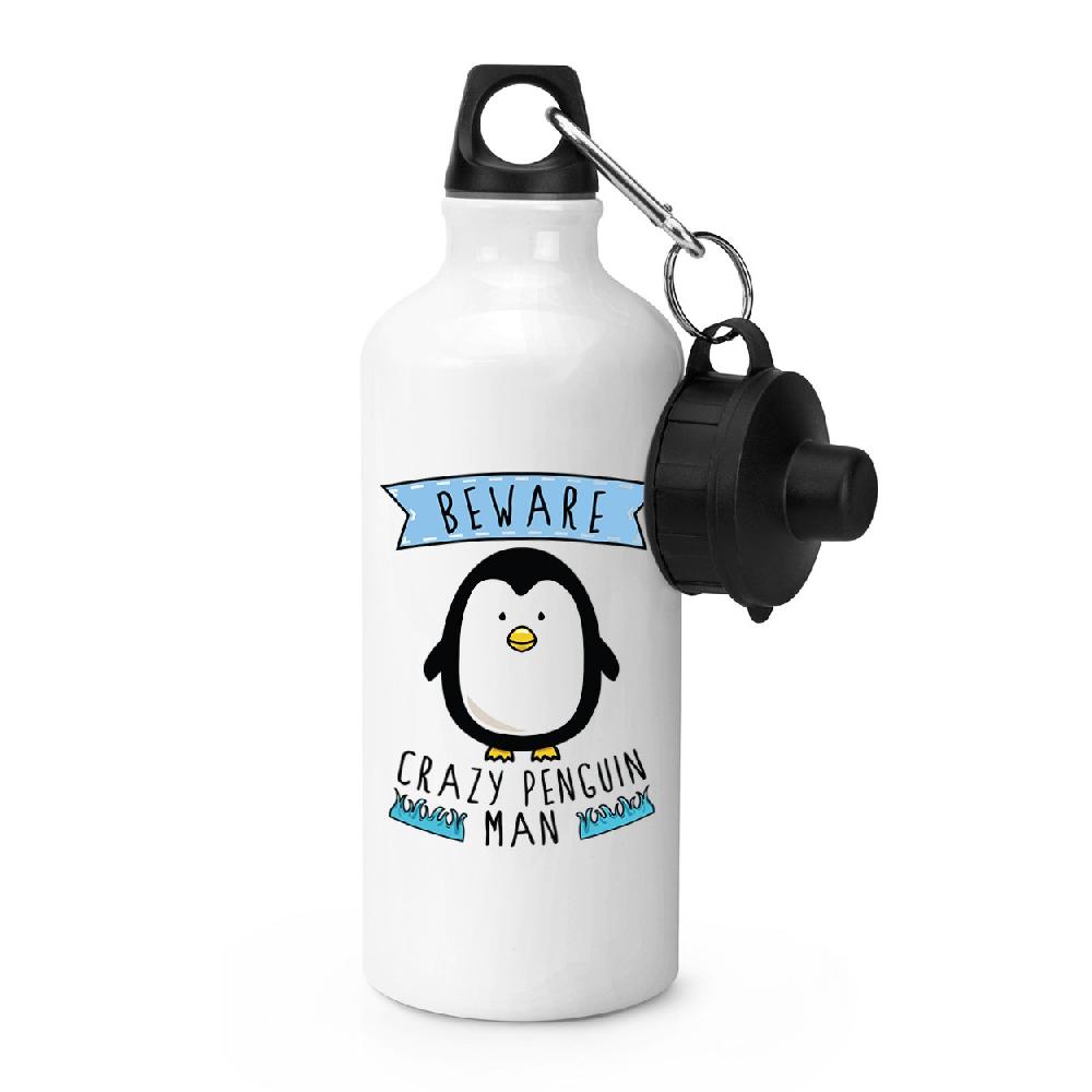 gift base Beware Crazy Penguin Man Sports Bottle