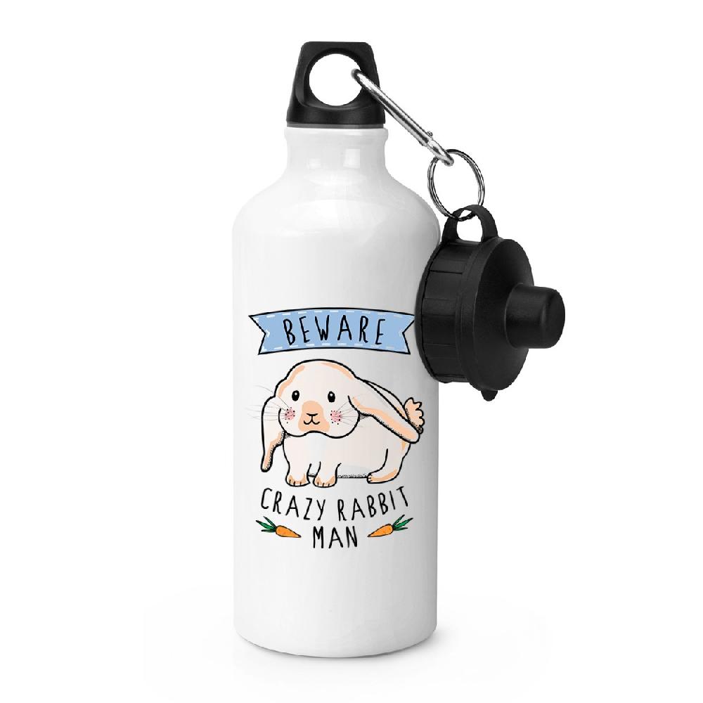 gift base Beware Crazy Rabbit Man Sports Bottle