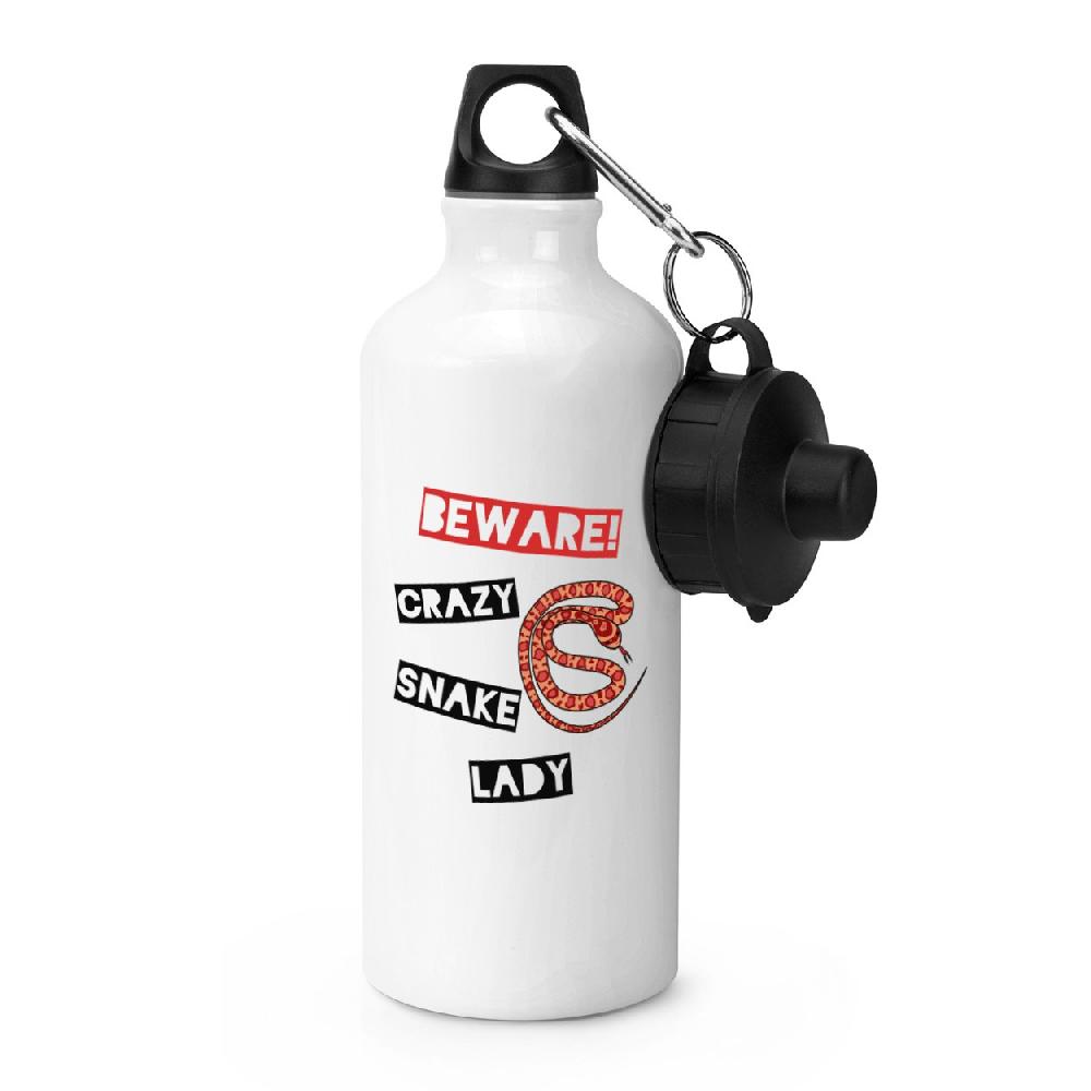 gift base Beware Crazy Snake Lady Sports Bottle