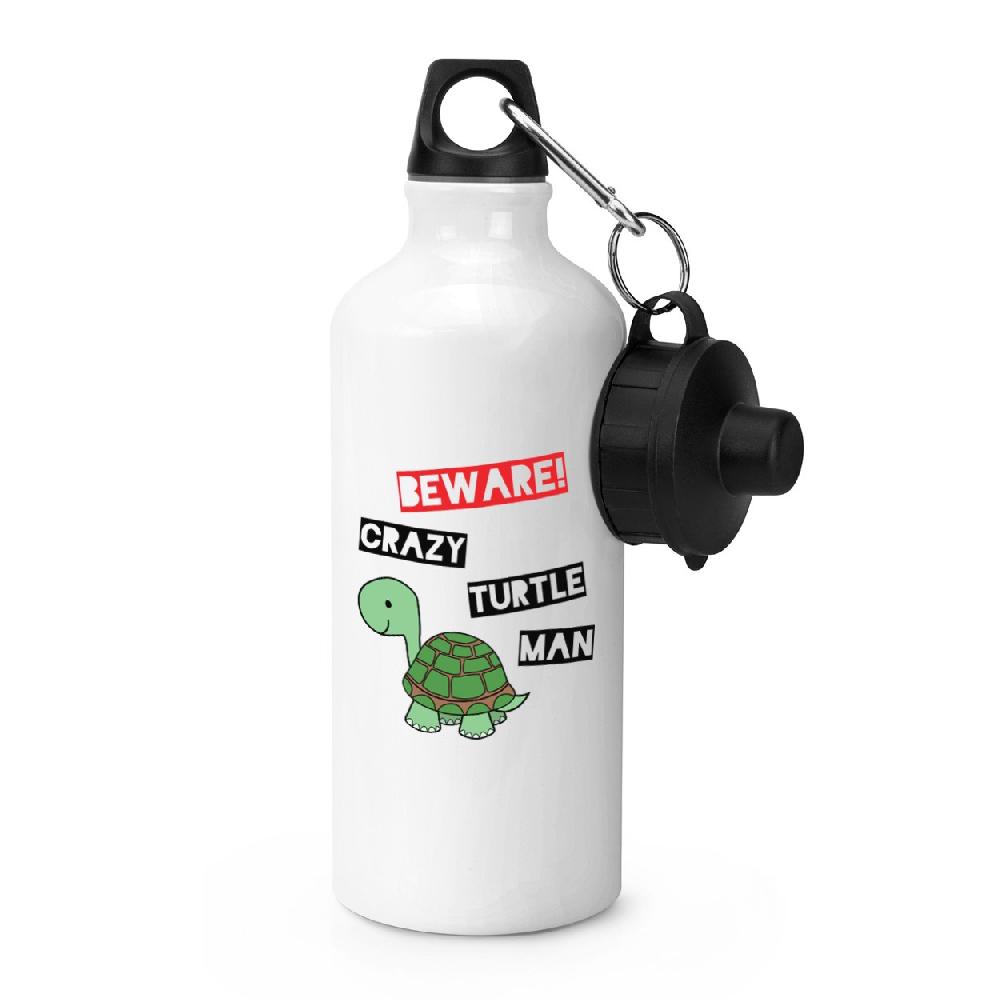 gift base Beware Crazy Turtle Man Sports Bottle