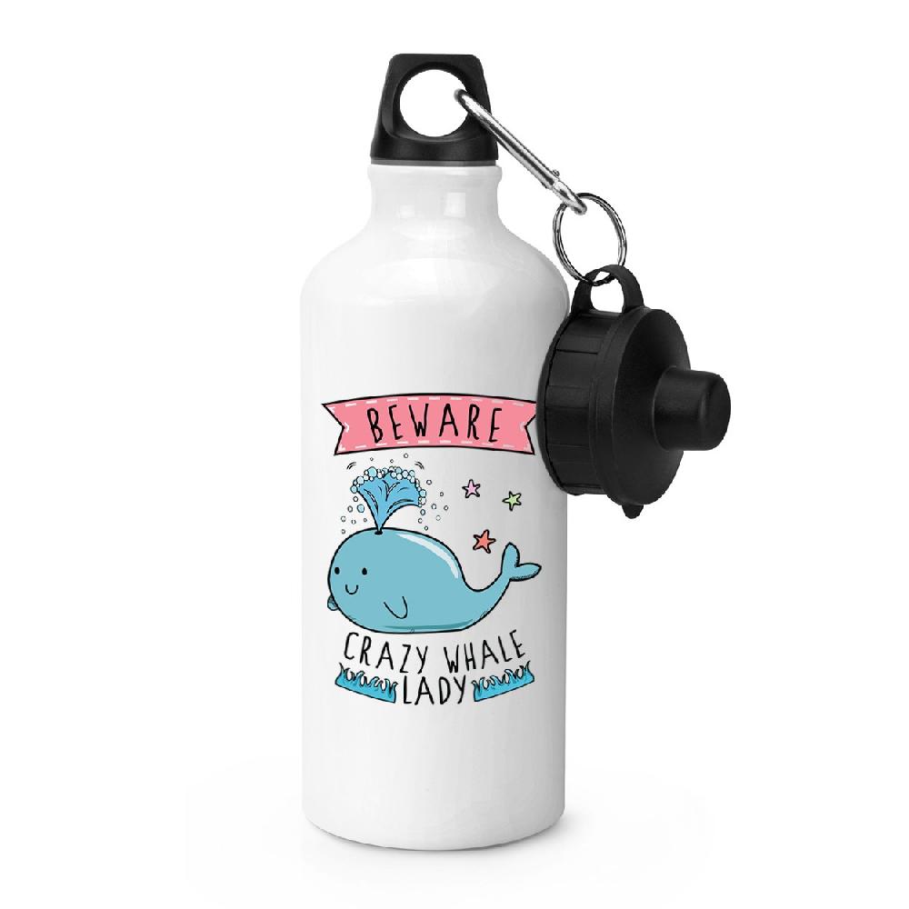 gift base Beware Crazy Whale Lady Sports Bottle