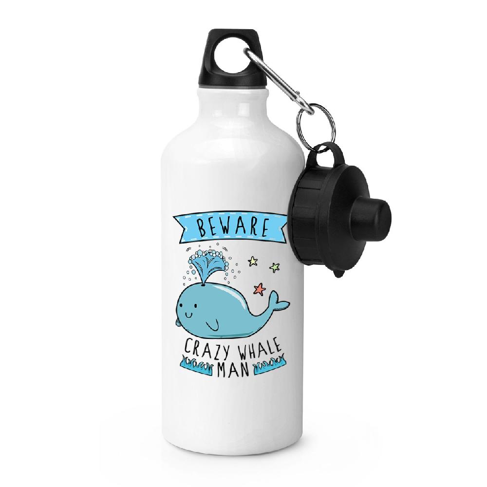 gift base Beware Crazy Whale Man Sports Bottle