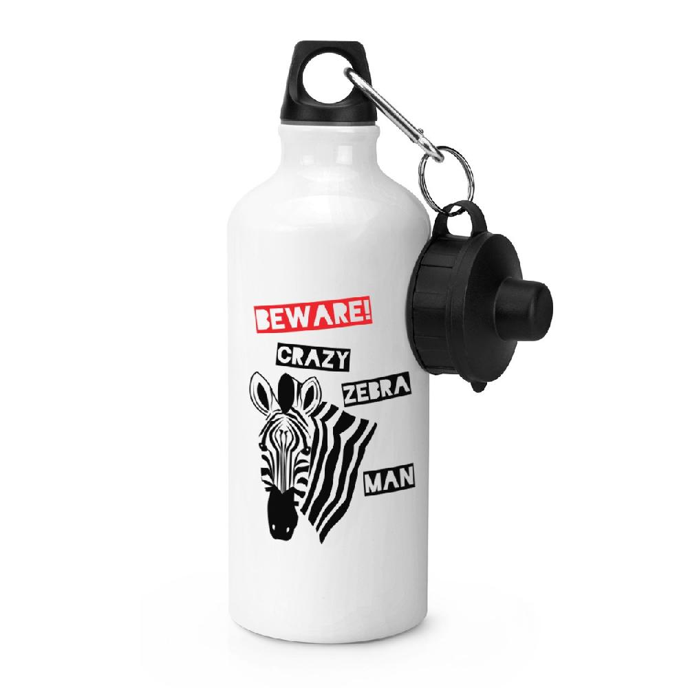 gift base Beware Crazy Zebra Man Sports Bottle