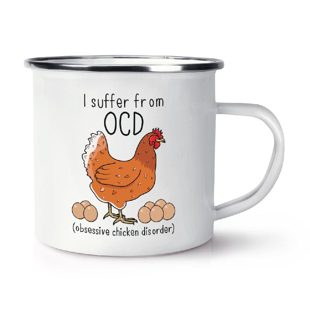 gift base Chicken OCD Retro Enamel Mug Cup
