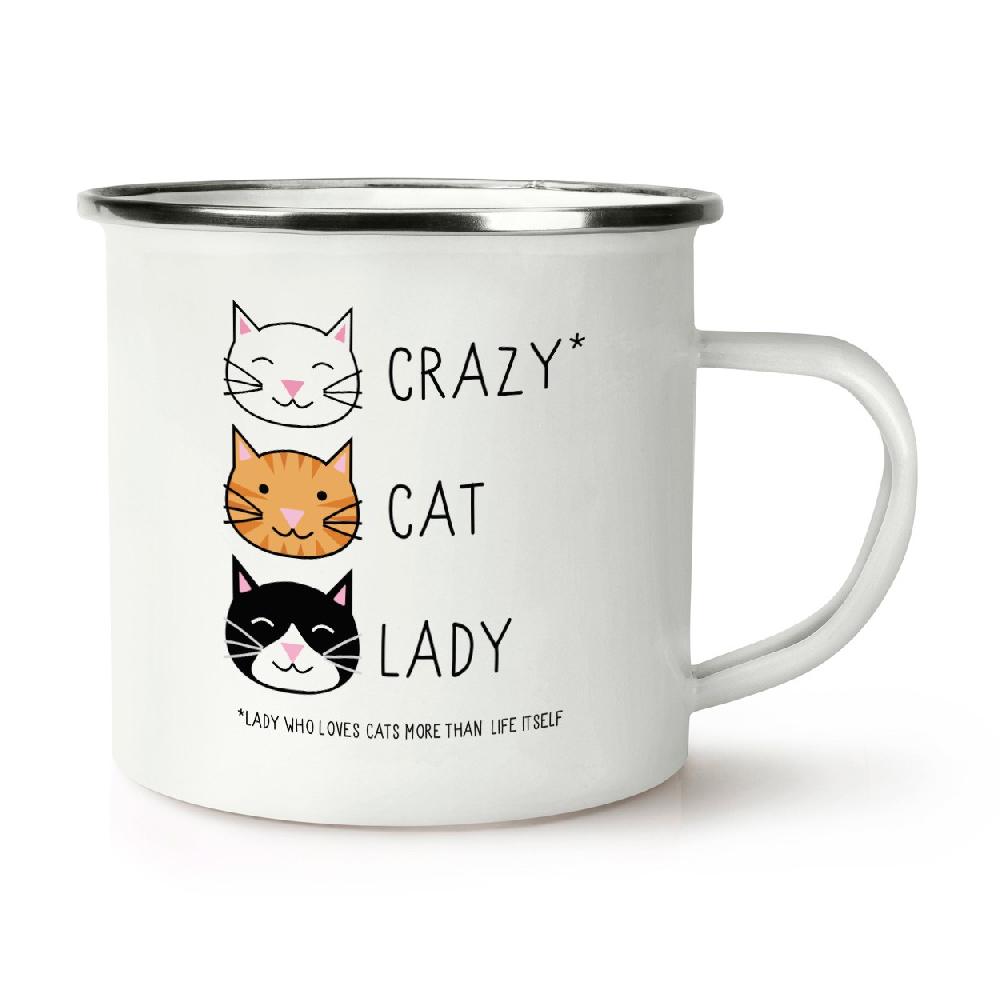 gift base Crazy Cat Lady Retro Enamel Mug Cup