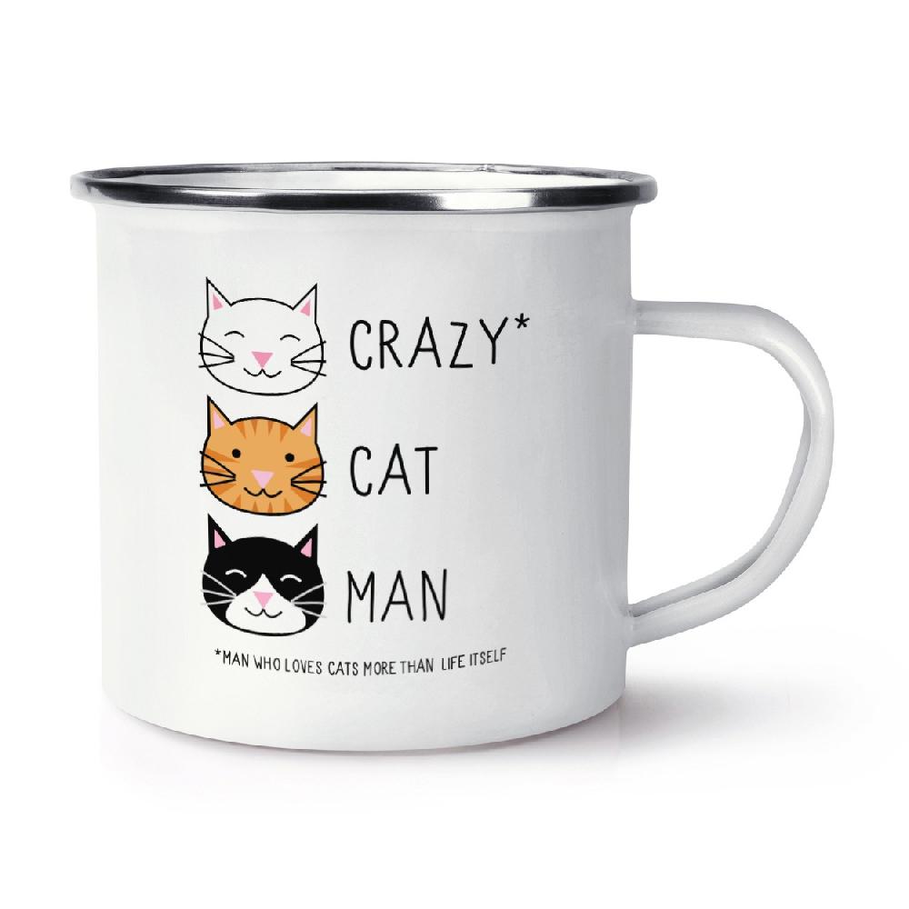 gift base Crazy Cat Man Retro Enamel Mug Cup