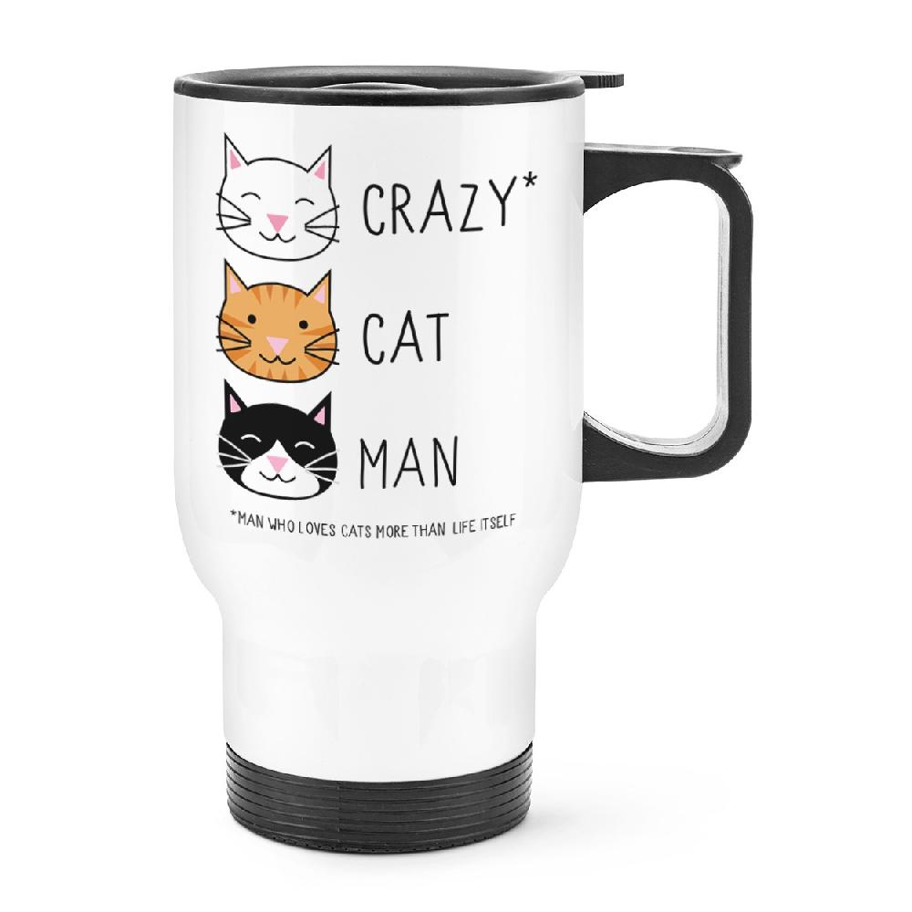 gift base Crazy Cat Man Travel Mug Cup With Handle