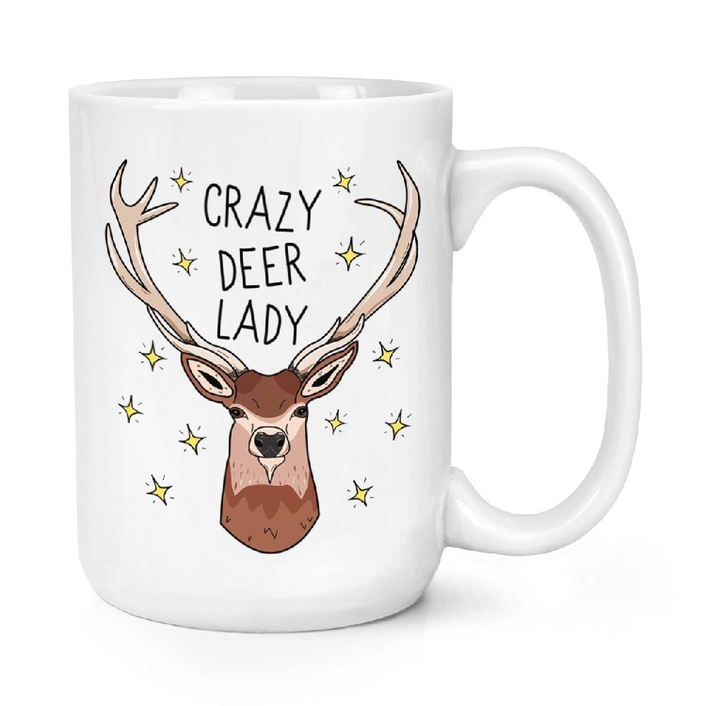 gift base Crazy Deer Lady 15oz Large Mug Cup
