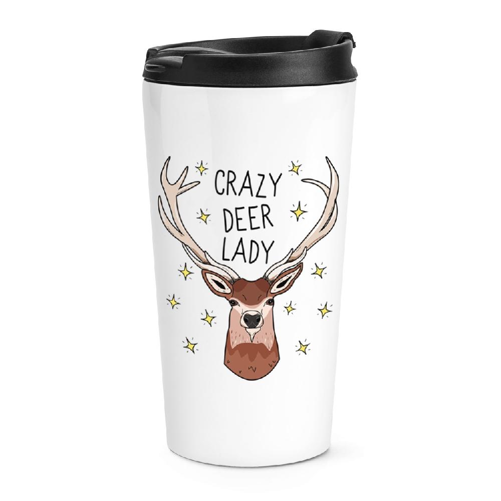 gift base Crazy Deer Lady Travel Mug Cup