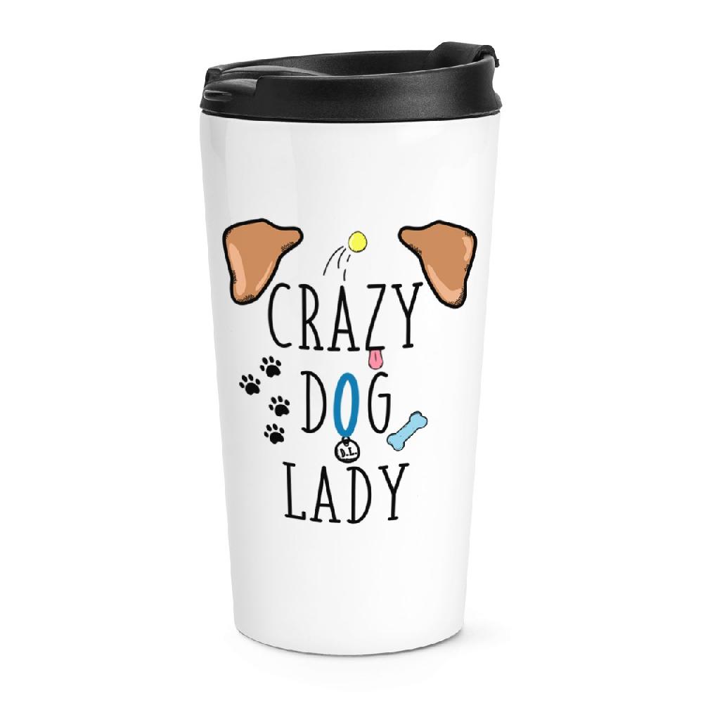 gift base Crazy Dog Lady Brown Ears Travel Mug Cup