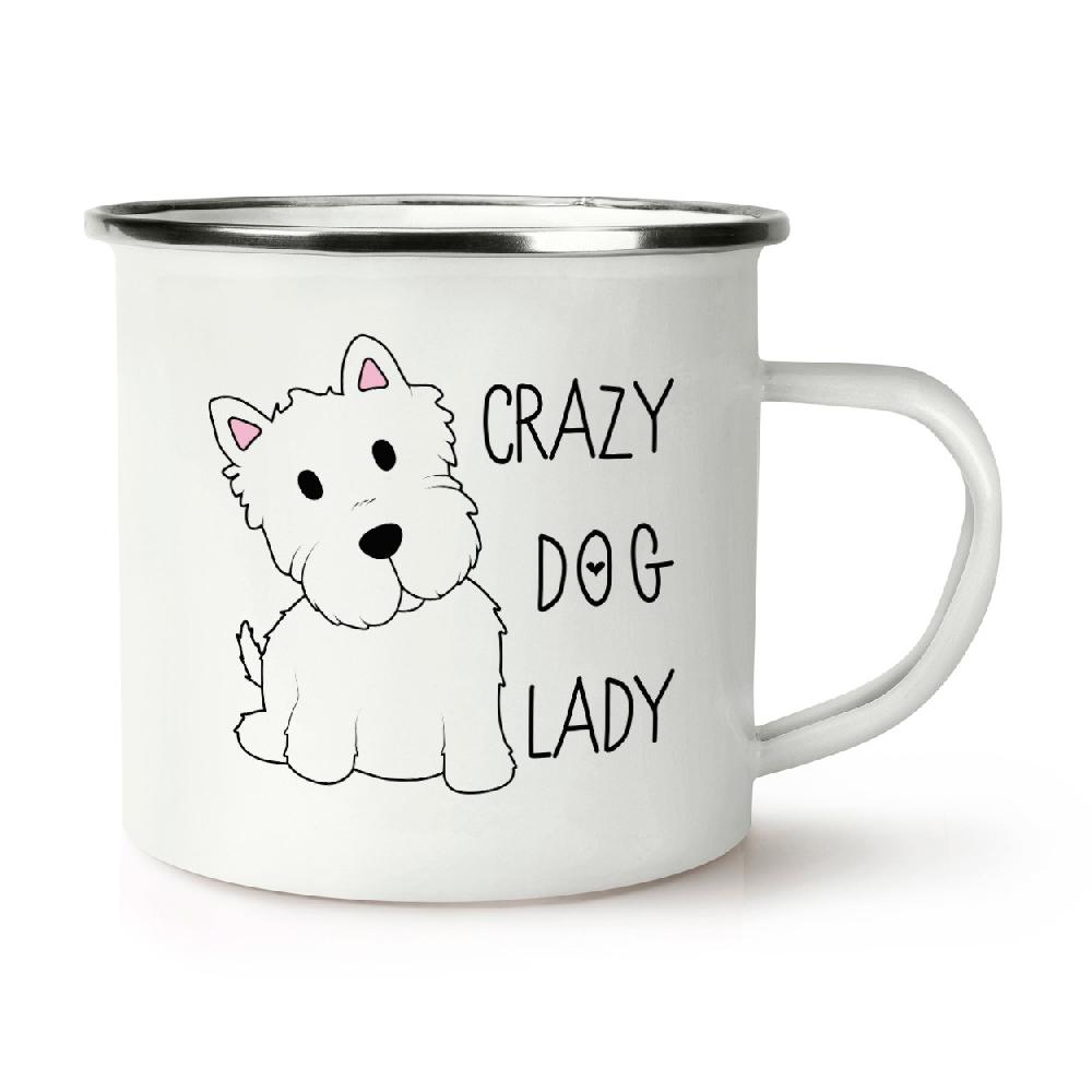gift base Crazy Dog Lady Retro Enamel Mug Cup