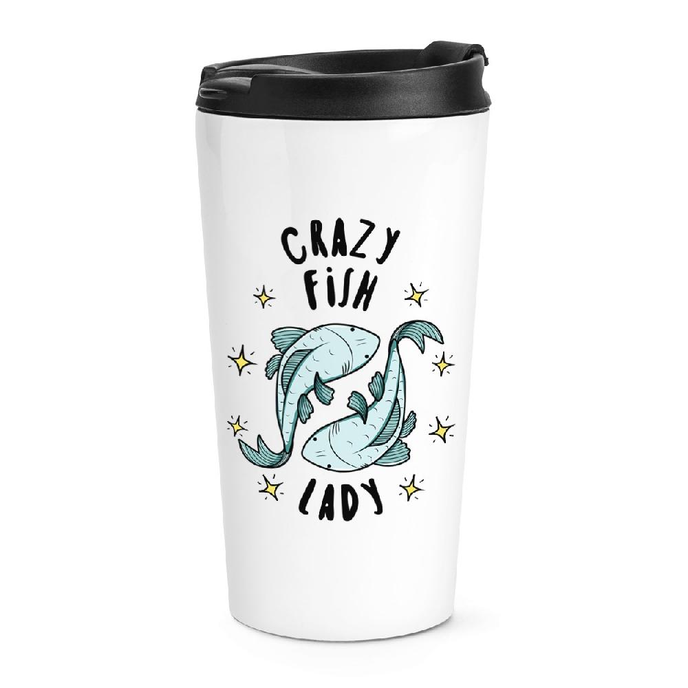 gift base Crazy Fish Lady Stars Travel Mug Cup