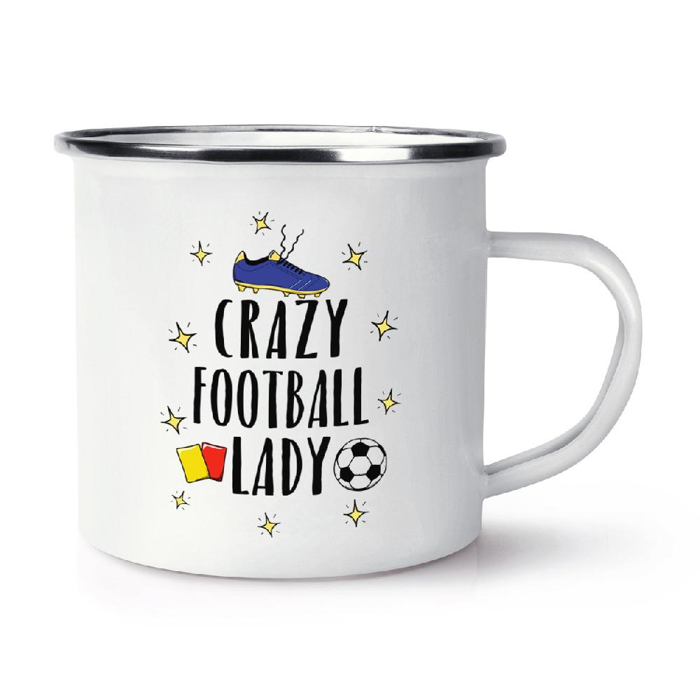 gift base Crazy Football Lady Retro Enamel Mug Cup