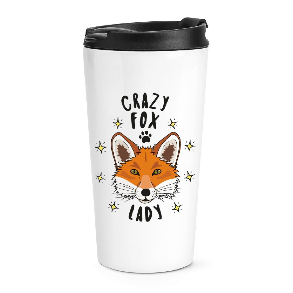 gift base Crazy Fox Lady Stars Travel Mug Cup