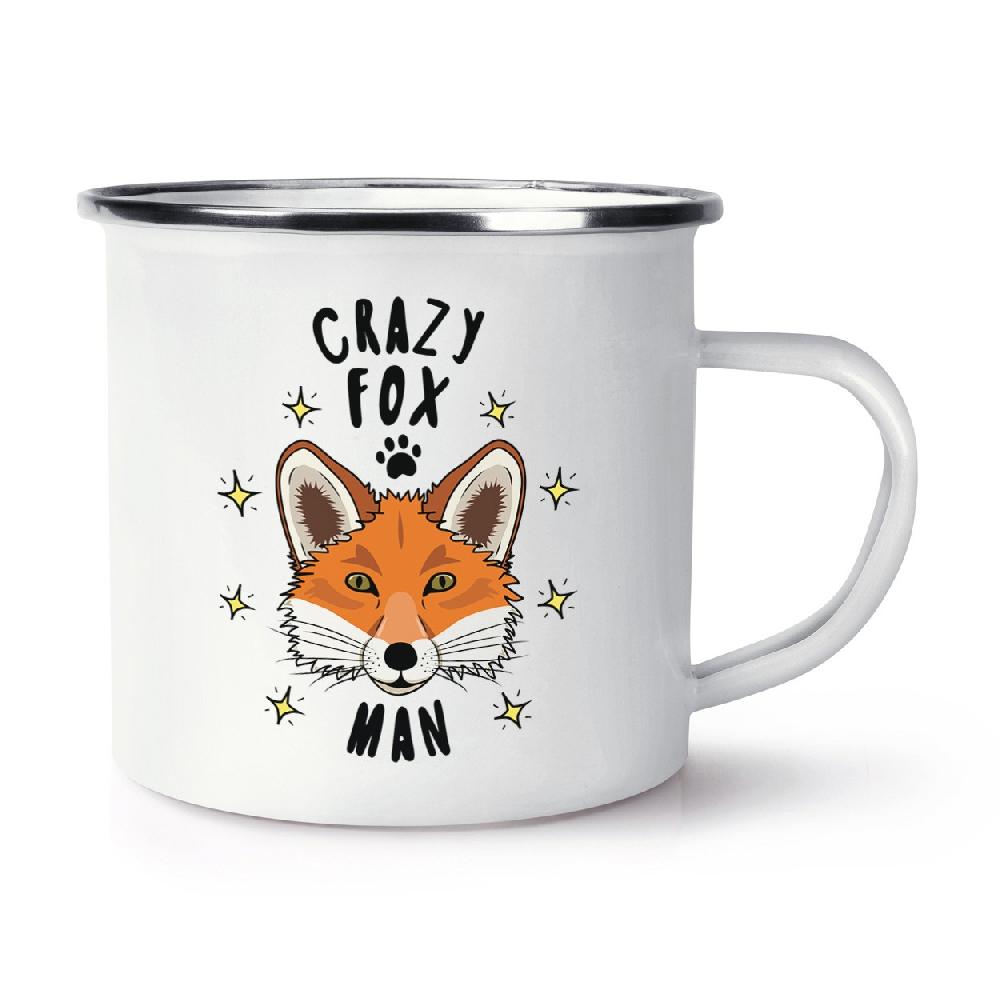 gift base Crazy Fox Man Stars Retro Enamel Mug Cup
