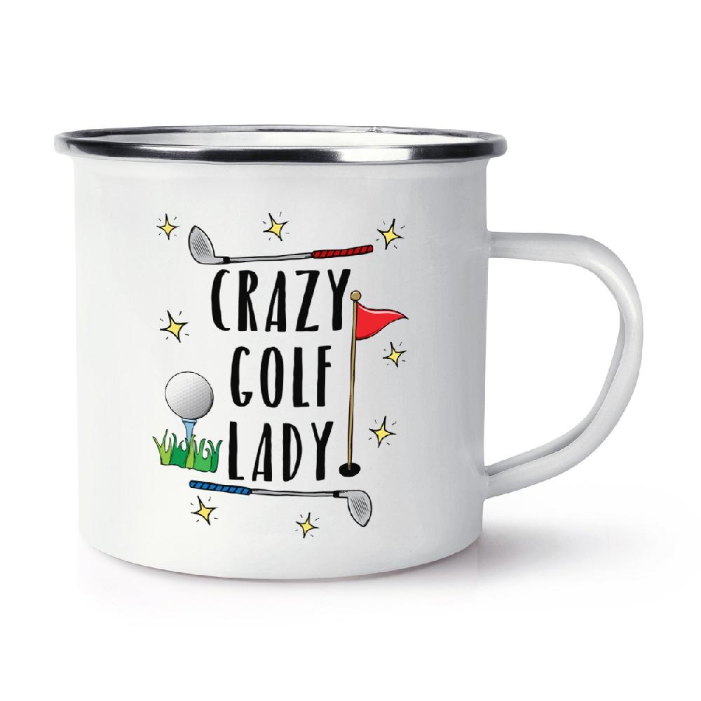 gift base Crazy Golf Lady Retro Enamel Mug Cup