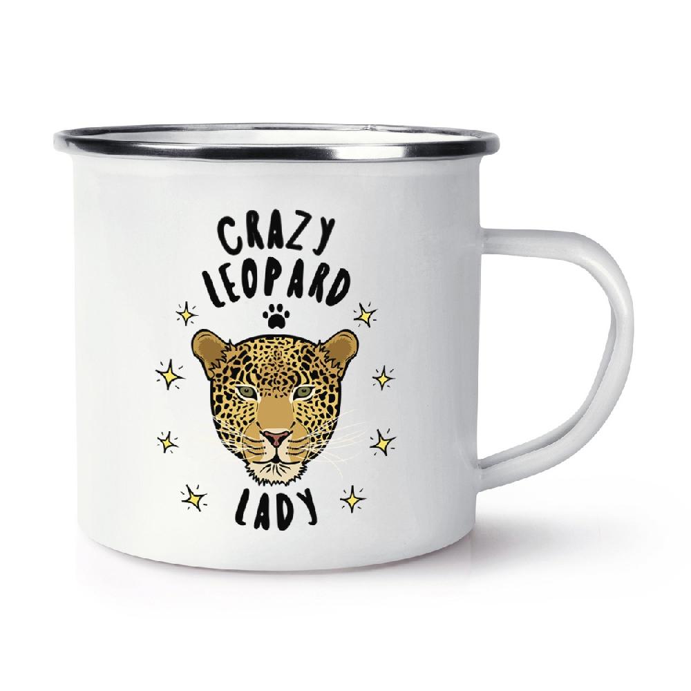 gift base Crazy Leopard Lady Retro Enamel Mug Cup