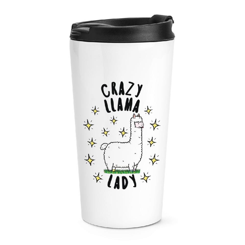 gift base Crazy Llama Lady Stars Travel Mug Cup