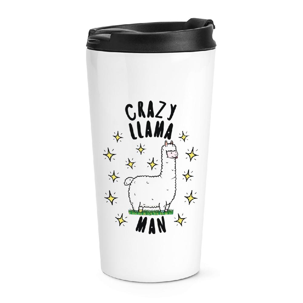 gift base Crazy Llama Man Stars Travel Mug Cup