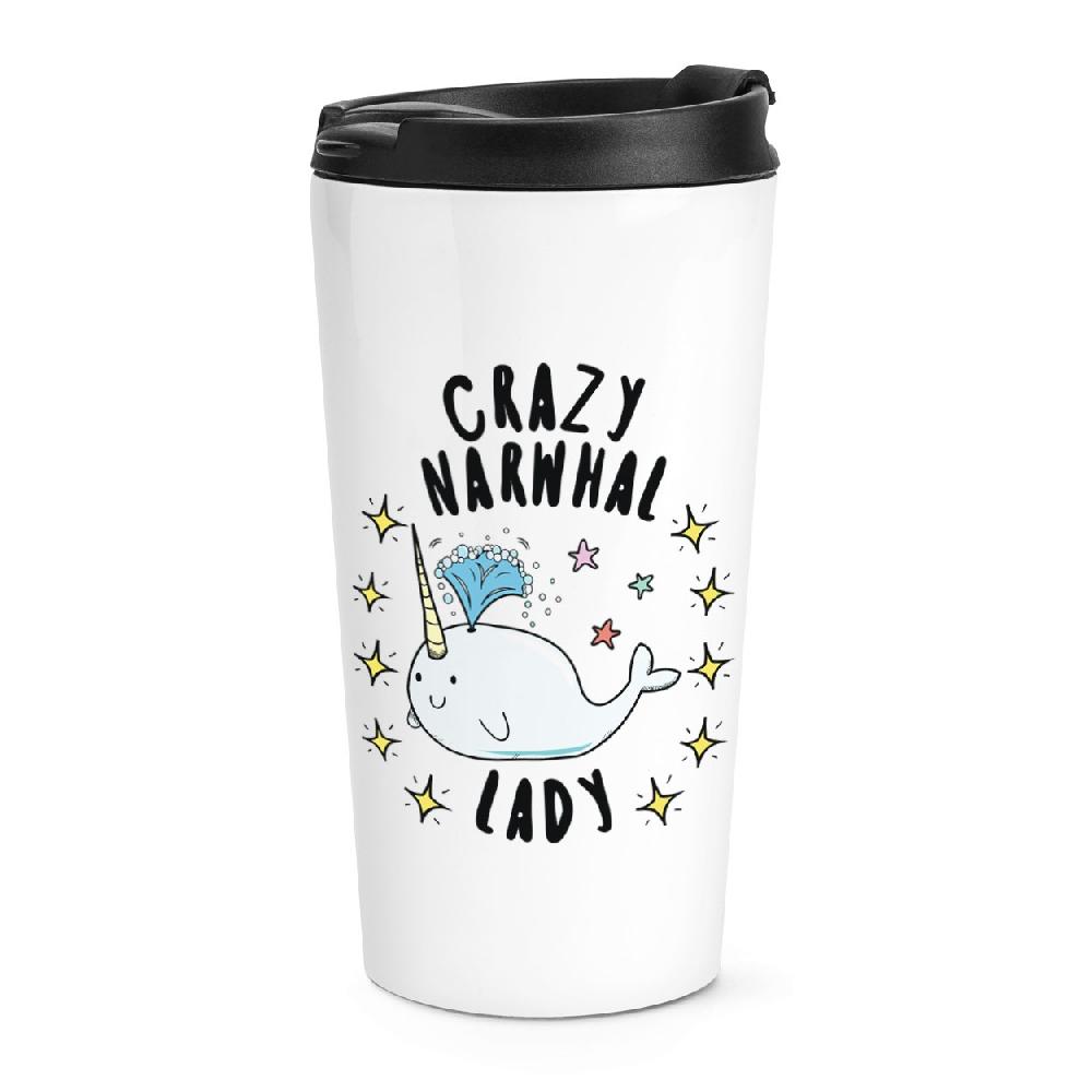 gift base Crazy Narwhal Lady Stars Travel Mug Cup