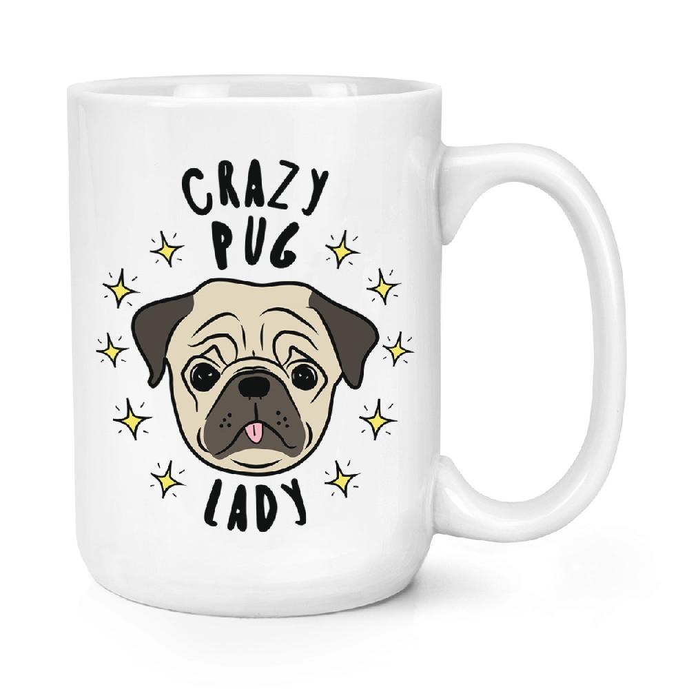 gift base Crazy Pug Lady Stars 15oz Large Mug Cup