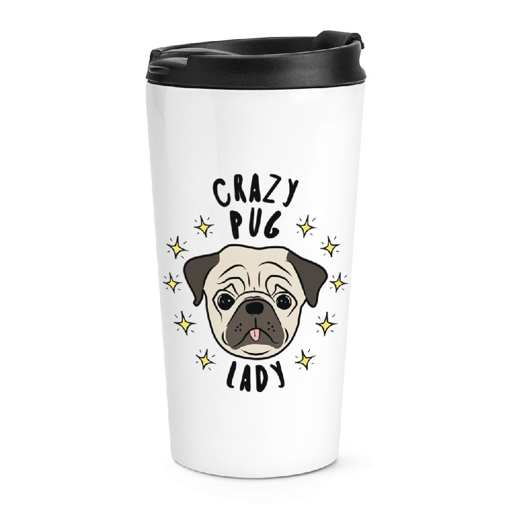 gift base Crazy Pug Lady Stars Travel Mug Cup