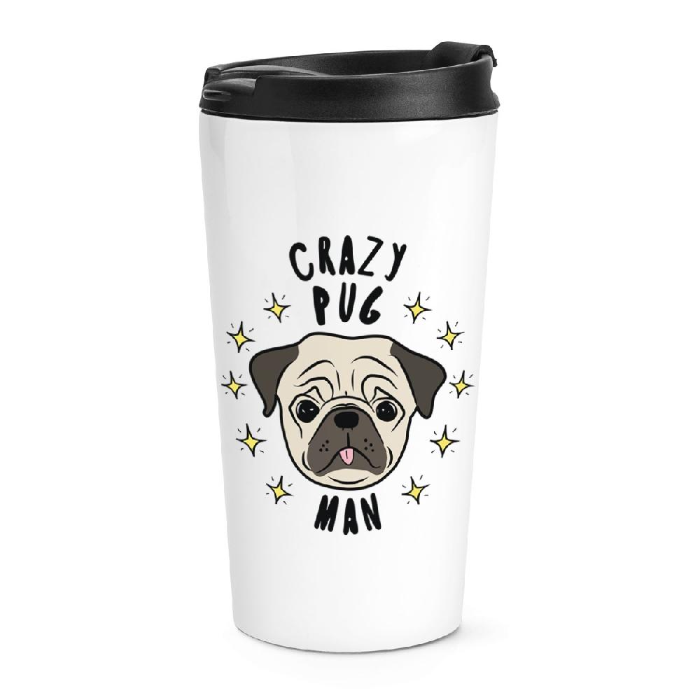gift base Crazy Pug Man Stars Travel Mug Cup