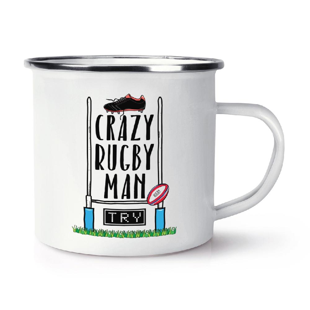 gift base Crazy Rugby Man Retro Enamel Mug Cup