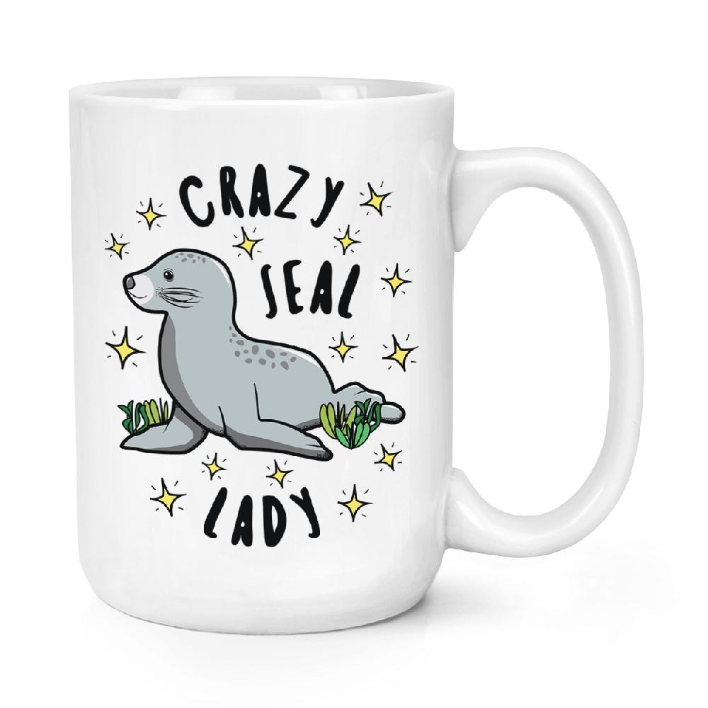 gift base Crazy Seal Lady Stars 15oz Large Mug Cup