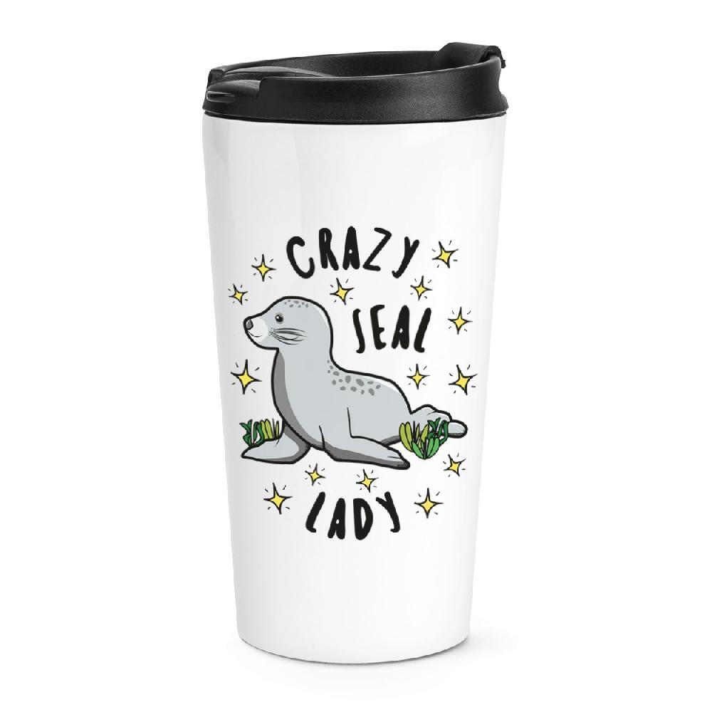 gift base Crazy Seal Lady Stars Travel Mug Cup
